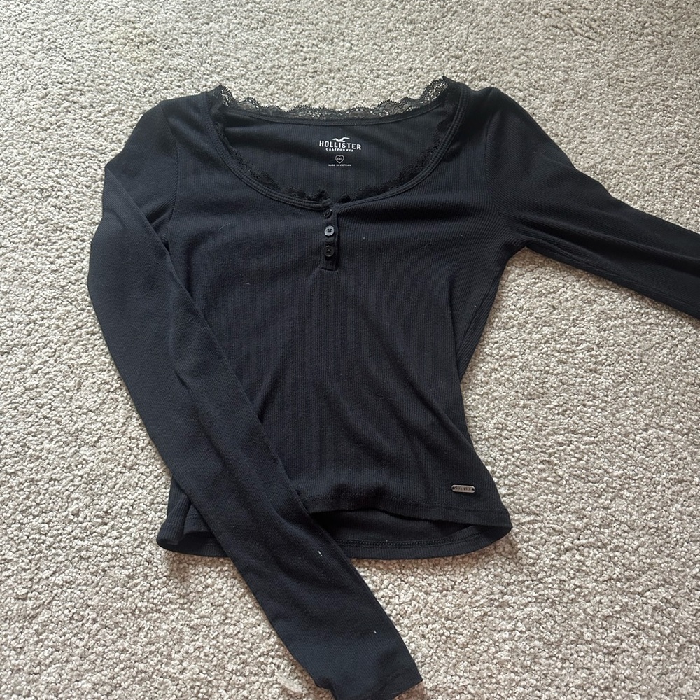 Hollister Black Lace Trim Women's Top